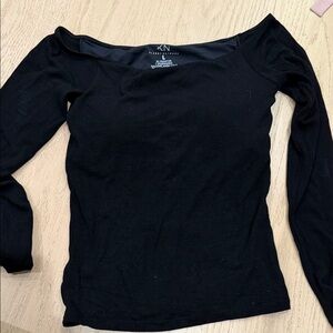 Klassy Network Black Long Sleeve Off-Shoulder Top